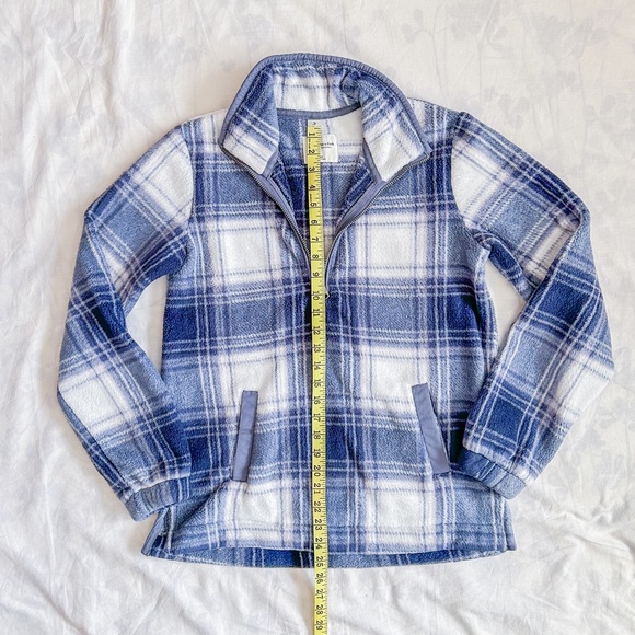 Abercrombie Plaid Quarter Zip Sherpa Sweater (Size: XS) - Picture 10 of 15